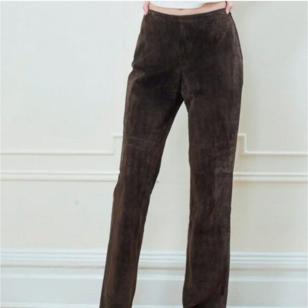 Vintage Margaret Godfrey High Waist Straight Leg 100% Suede Black Pants Size 8‎